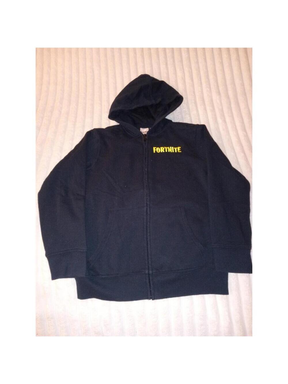 Fortnite Hoodie Boys Size Large 14/16 Black Long Sleeve Graphic on Back
